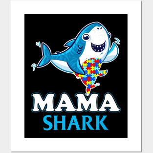 Autism Shark Moms Mama Mother Women Posters and Art